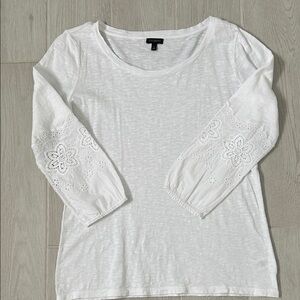 Talbots White 3/4 Sleeve Top with eyelet sleeves
